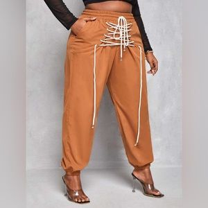 SHEIN SXY Plus Grommet Lace Up Slant Pockets Joggers